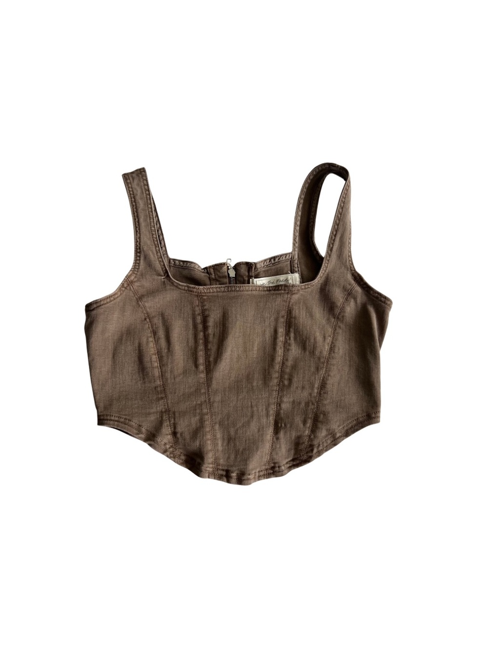 Free People We The Free Zip Front Cropped Vest Top Olive Medium - Picture 2 of 5